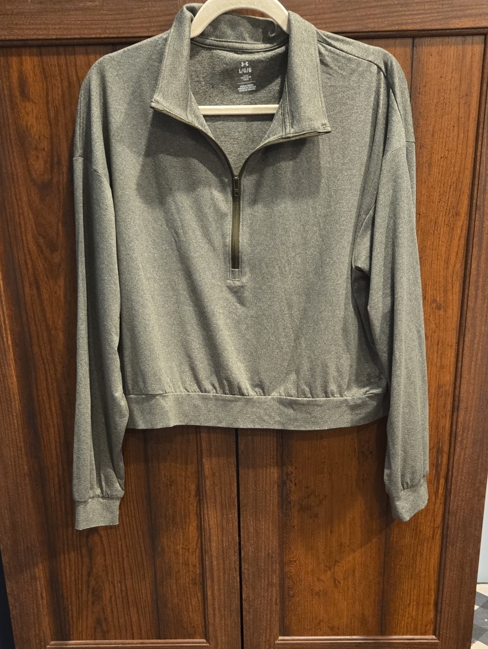 Under Armour Women's Gray Quarter-Zip Cropped Pullover